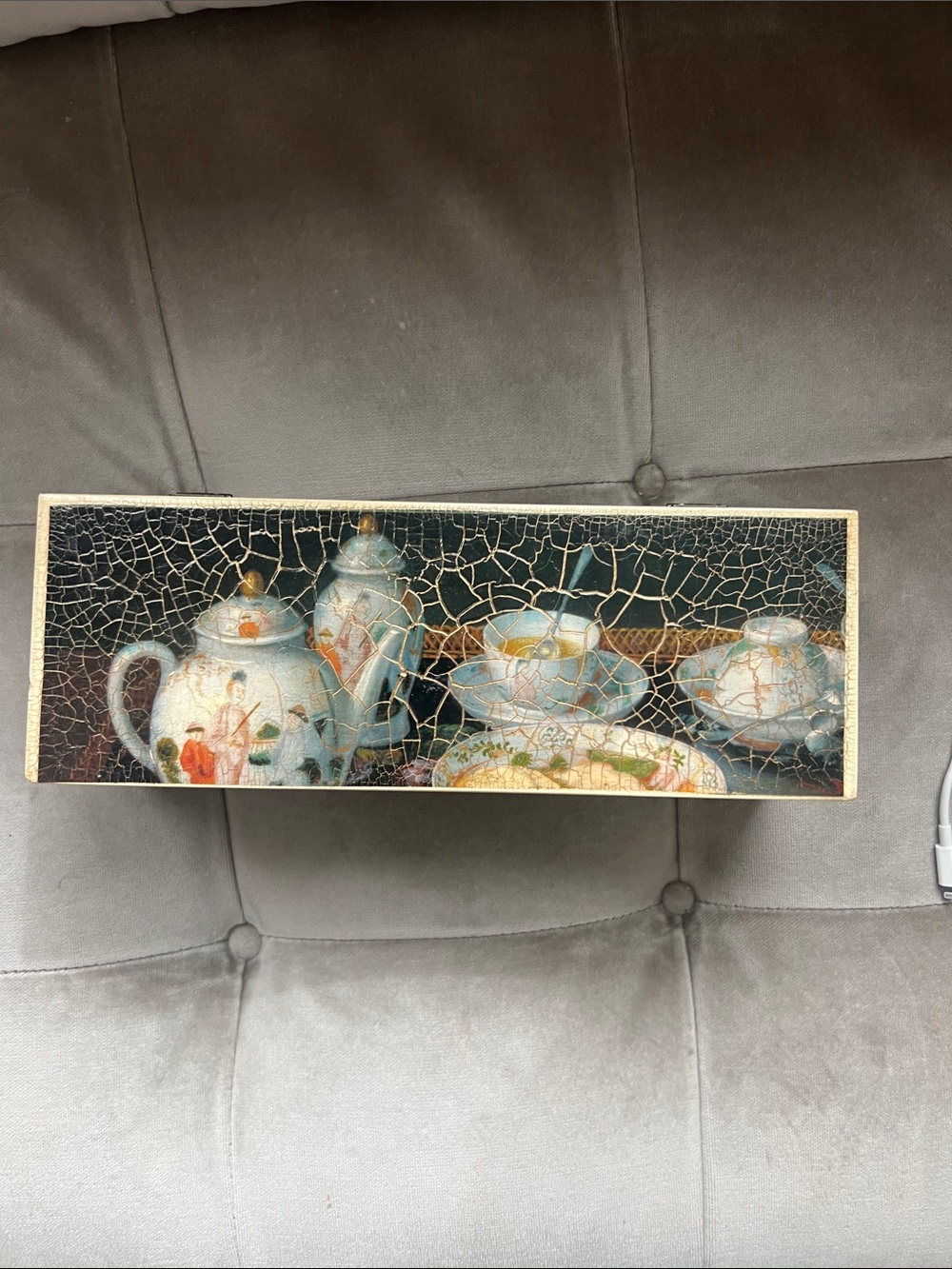 Blue Porcelain Tea Set Mixed Media Wall Art